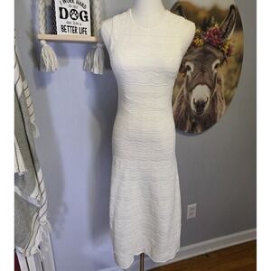 Ralph Lauren Purple Label Sleeveless Sweater Day Dress Size M White $2490